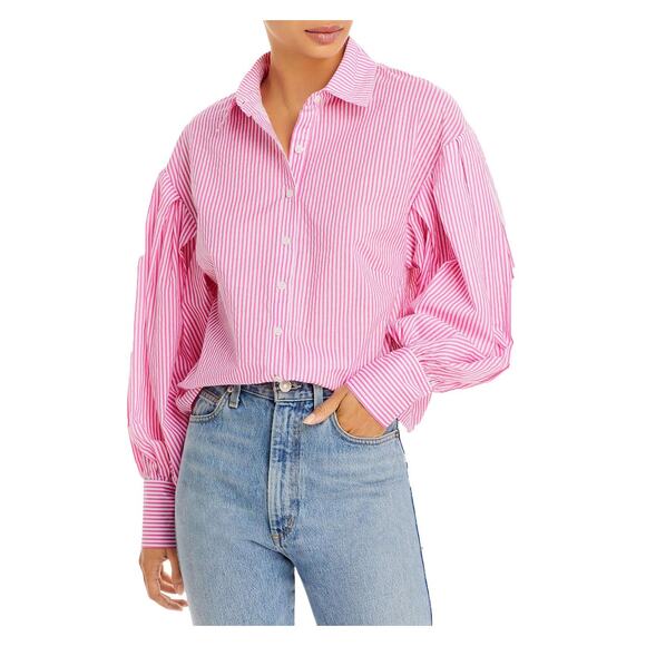 Aqua Pink/White Stripe Button Down - Size XS - NWT - Picture 1 of 6